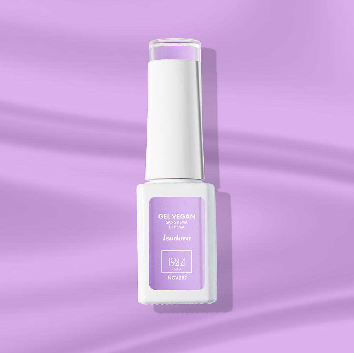 Le Gel Vegan Isadora, un violet doux et feutré, comme une brume au lever du jour.
